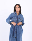 Denim Dress with Belt