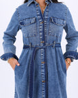 Denim Dress with Belt