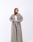 Elastic Waist Long Trench
