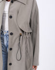 Elastic Waist Long Trench