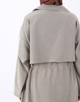 Elastic Waist Long Trench