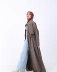 Elastic Waist Long Trench