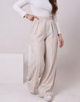 Elastic Linen Blend Pants