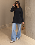Long-Sleeve Longline Top