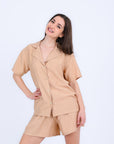 HS 101 - Solid Cotton Short Sleeve Night Suit Set