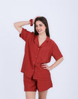 HS 101 - Solid Cotton Short Sleeve Night Suit Set