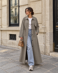 Elastic Waist Long Trench