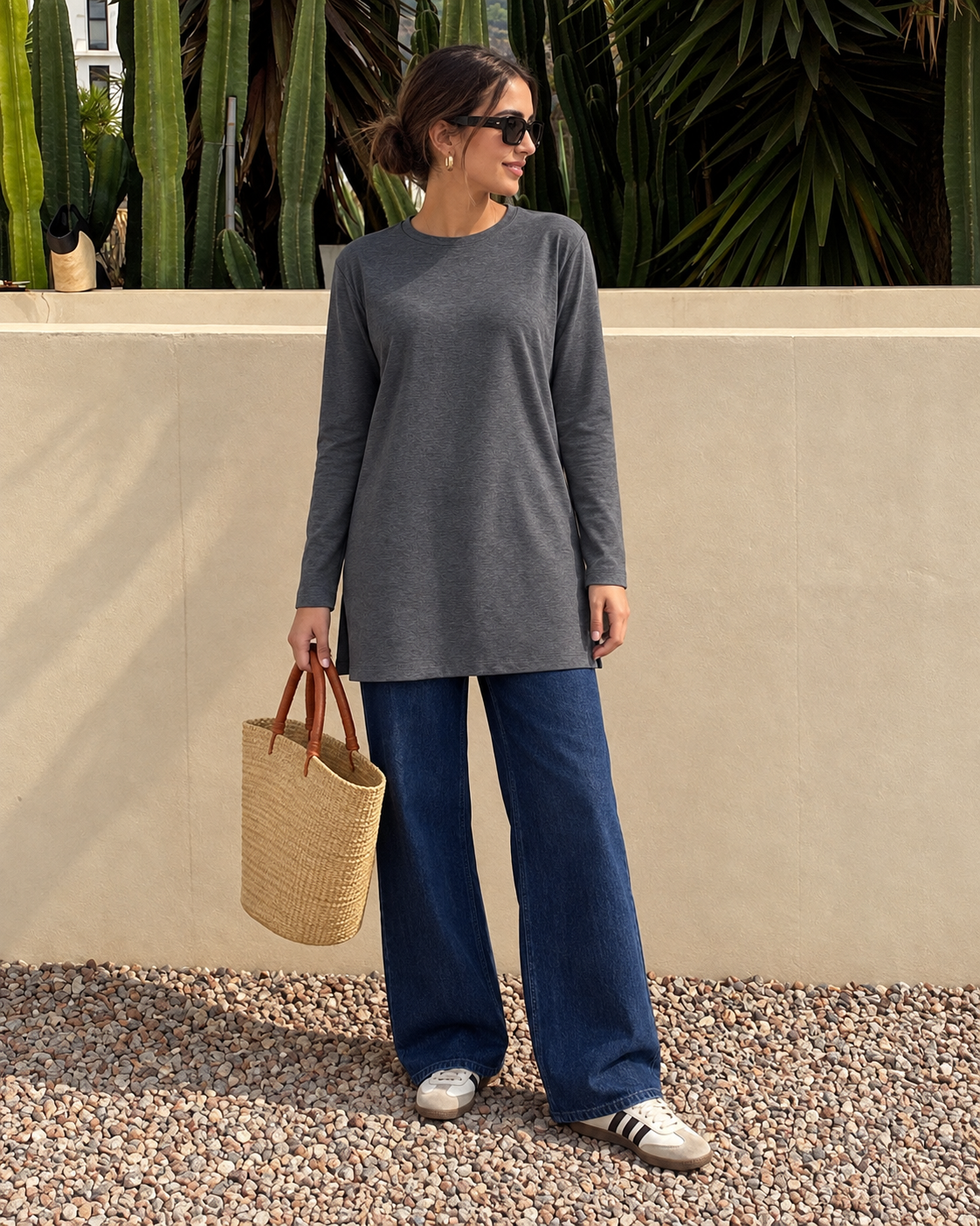 Long-Sleeve Longline Top