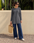 Long-Sleeve Longline Top