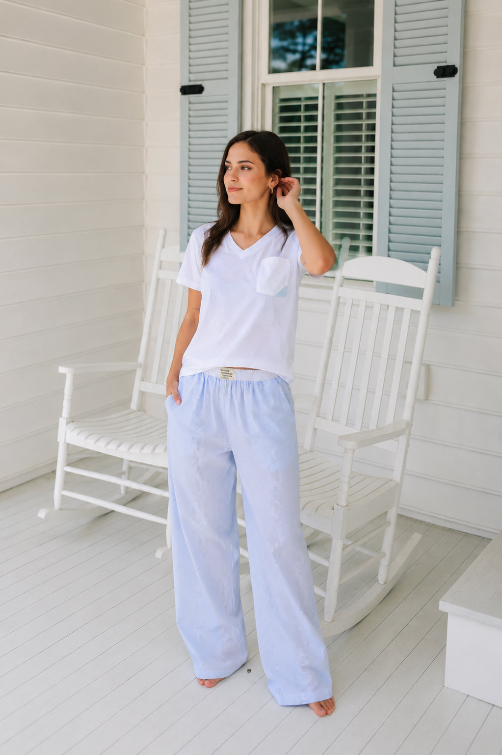 HS 111- Strip Pants WIth basic Shirt