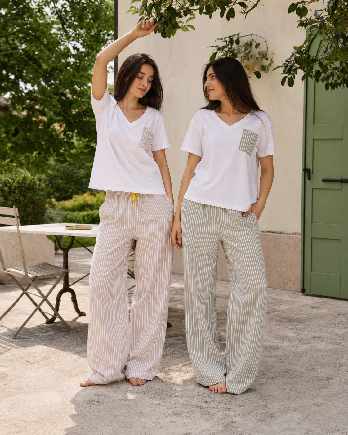 HS 103- Stripe Pants Comfort Pajama Set
