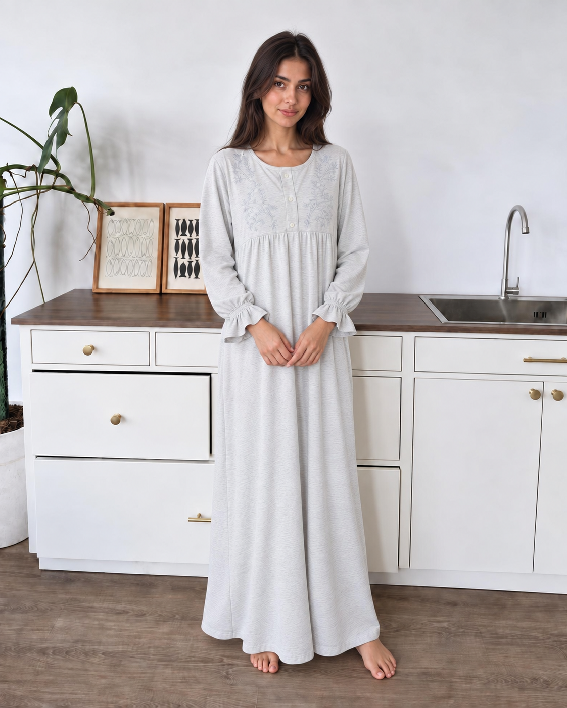 Embroidered Flowy nightgown
