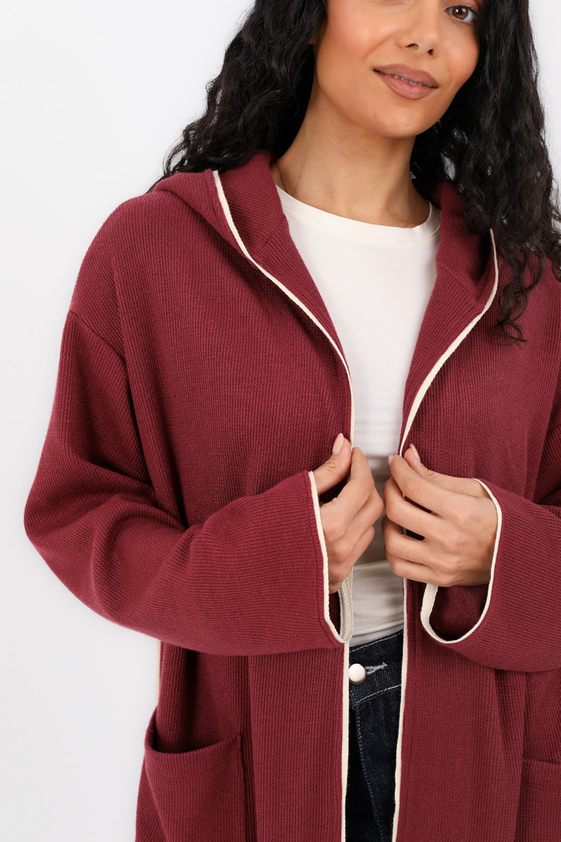 Soft Knit Long Hoodie Cardigan