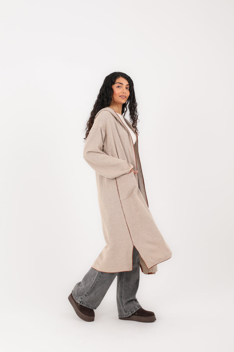 Soft Knit Long Hoodie Cardigan