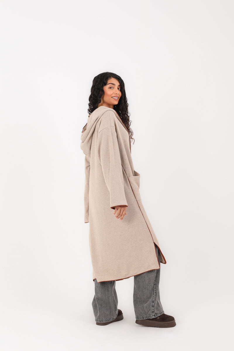 Soft Knit Long Hoodie Cardigan