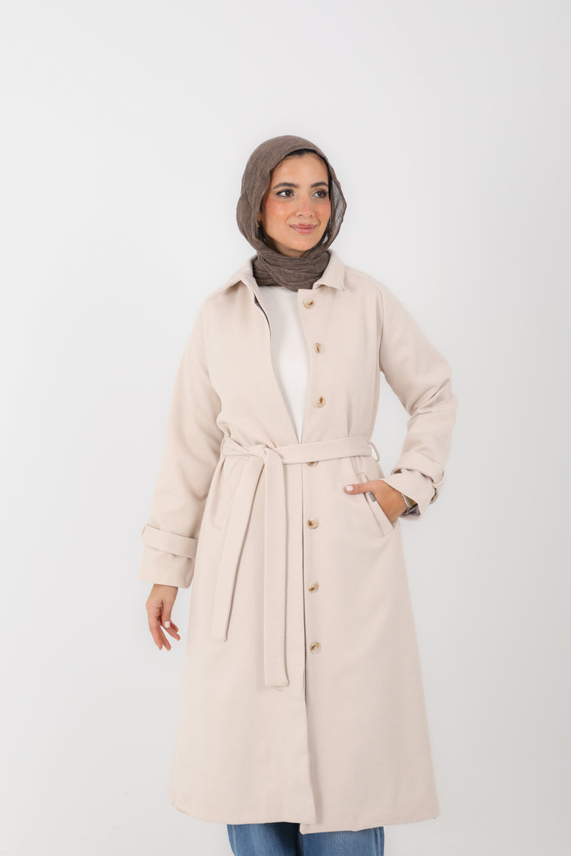 Belted Long Trench Coat