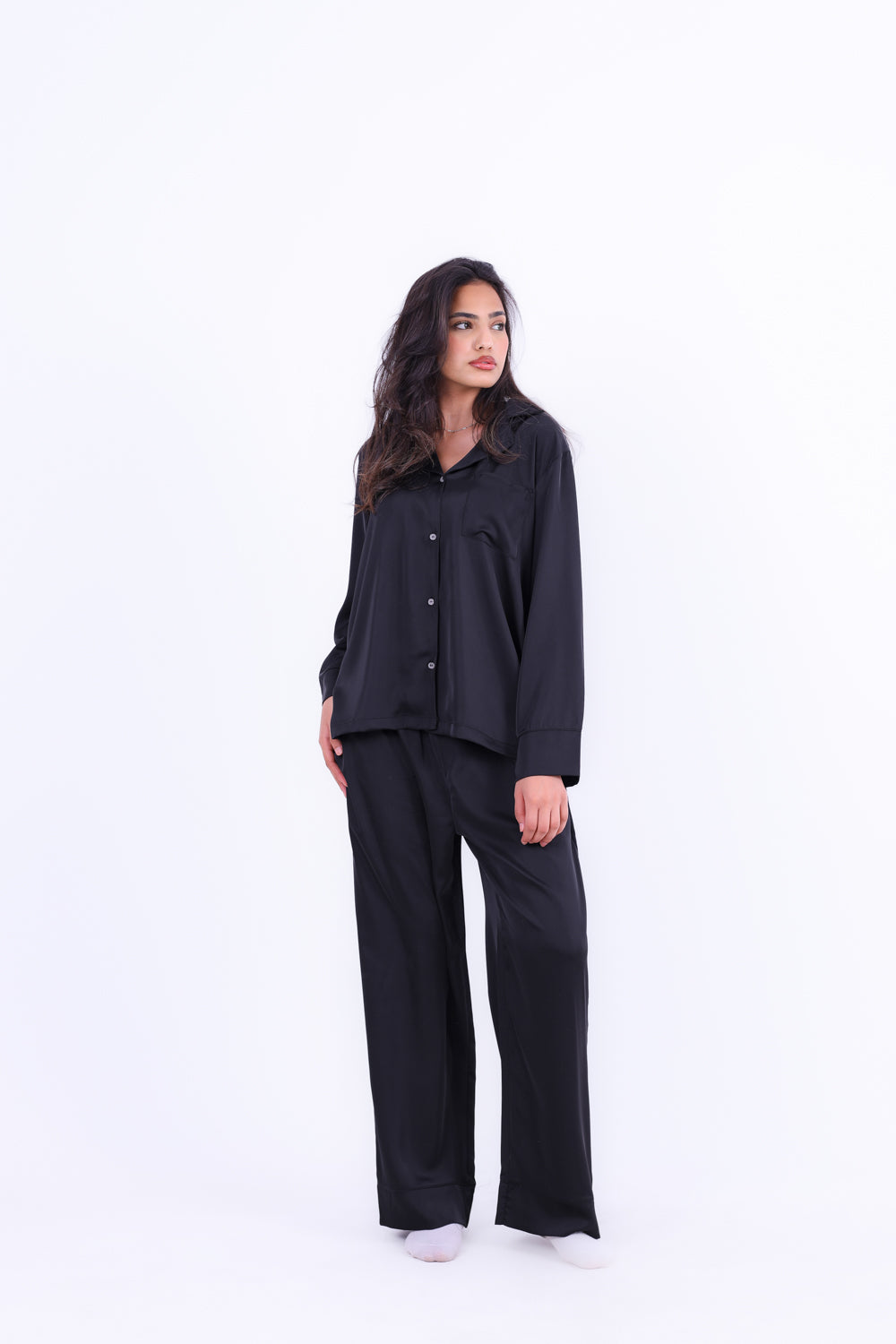 Basic Stain Set Pajama with Buttons