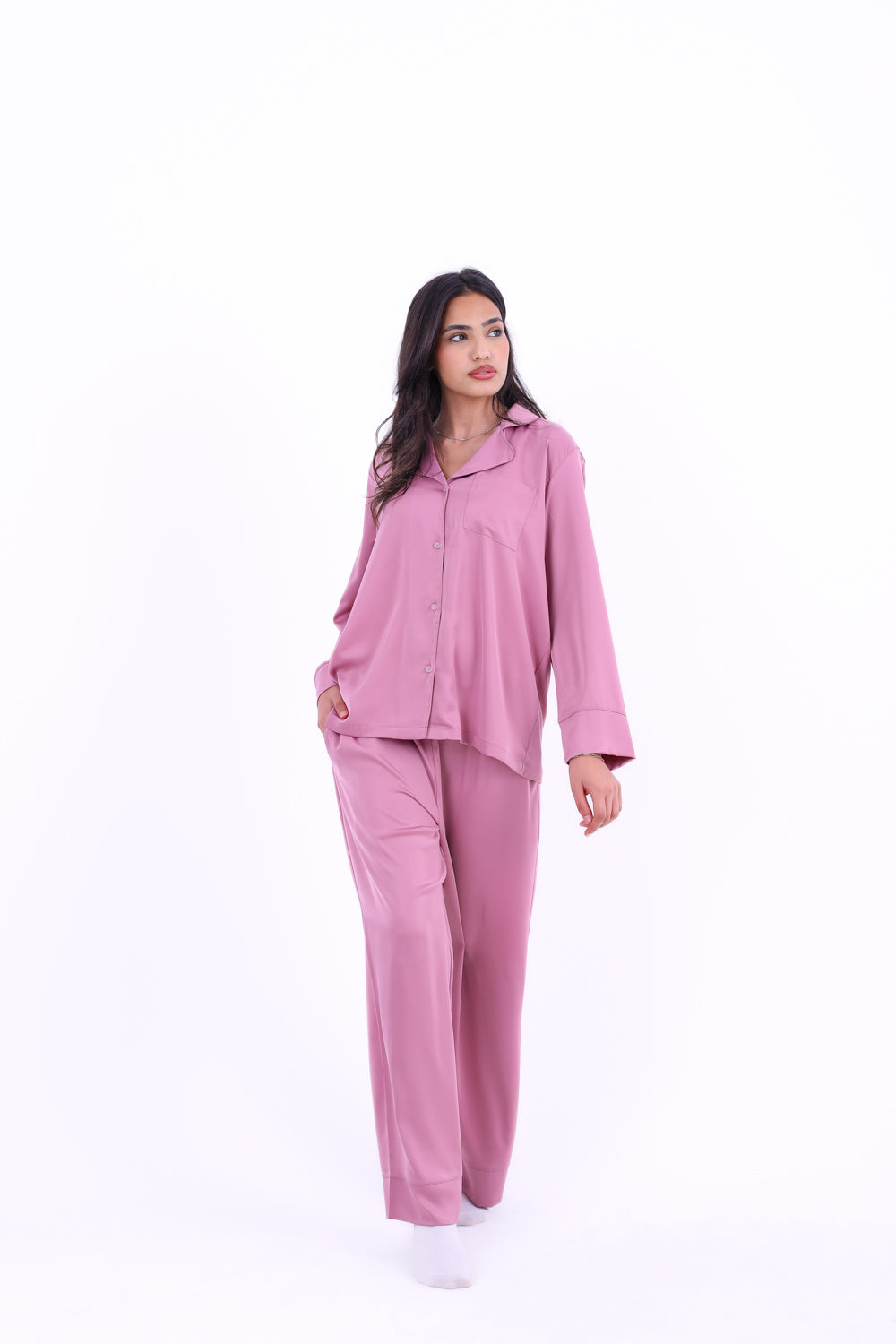 Basic Stain Set Pajama with Buttons