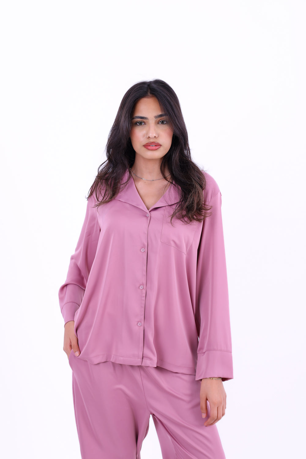 Basic Stain Set Pajama with Buttons