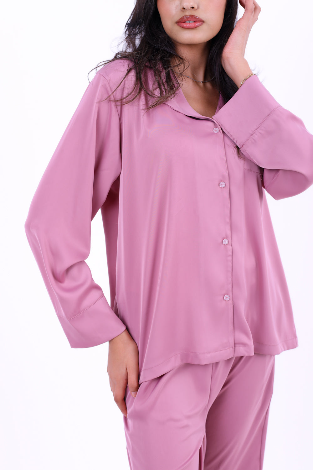Basic Stain Set Pajama with Buttons