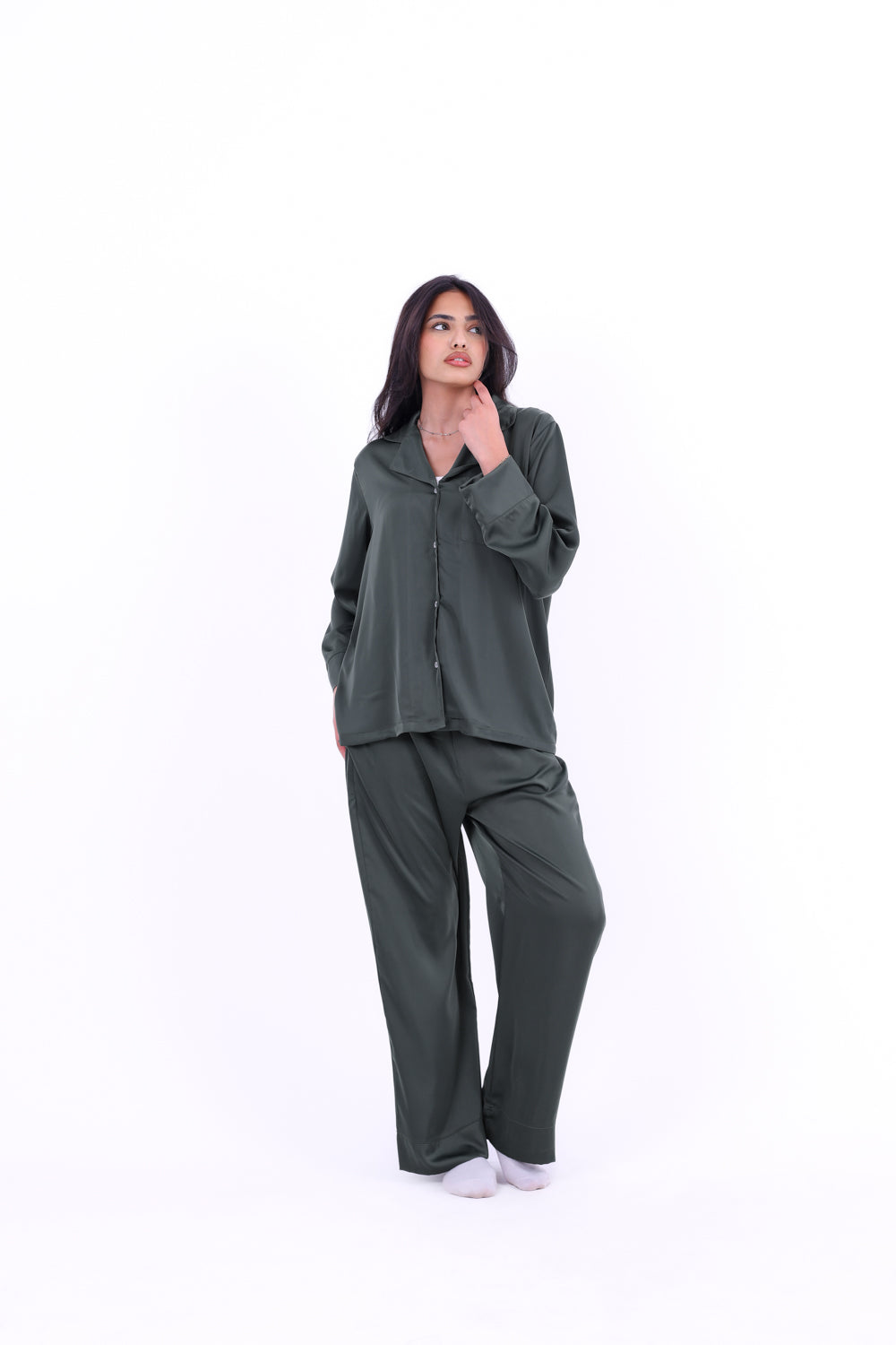 Basic Stain Set Pajama with Buttons
