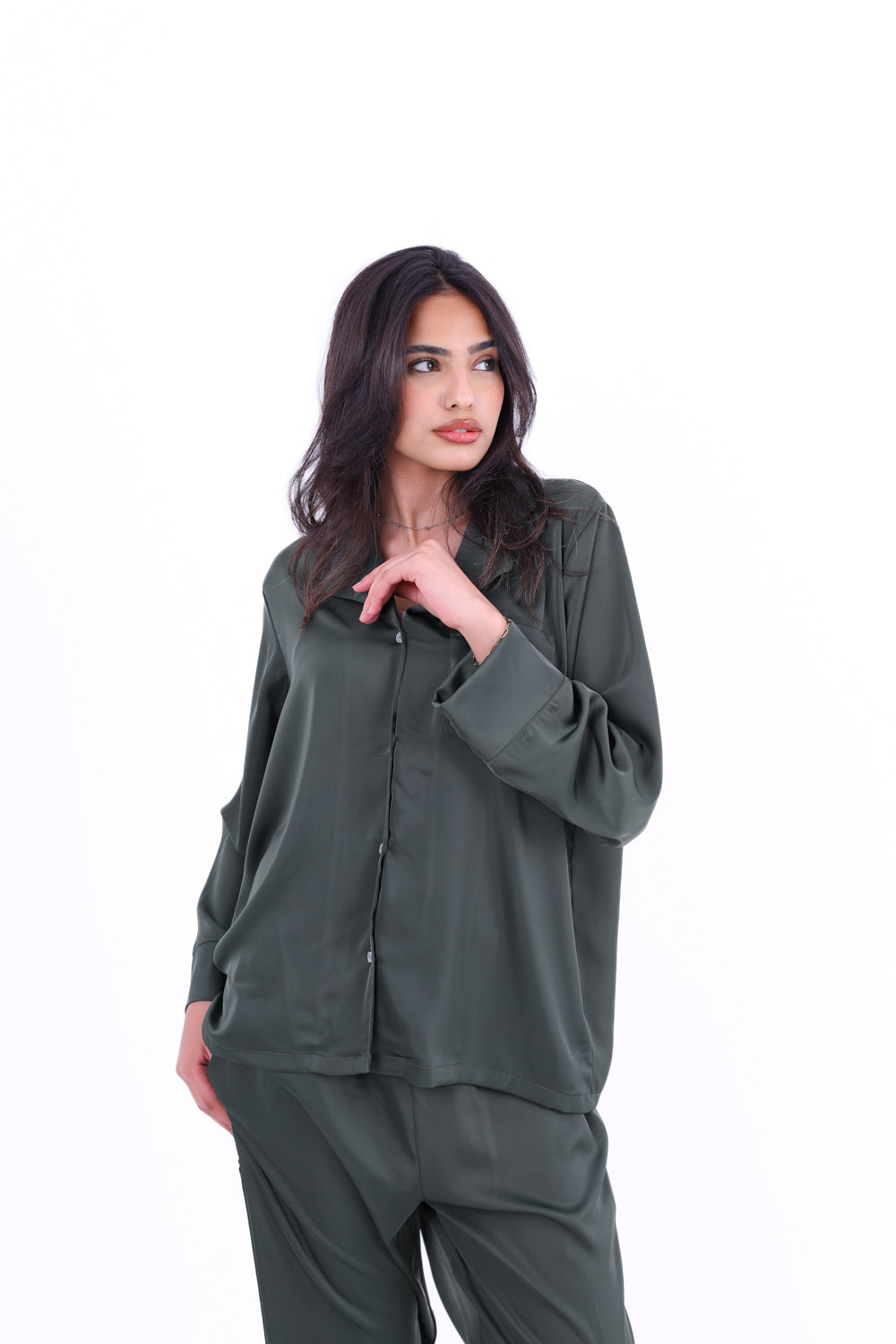 Basic Stain Set Pajama with Buttons