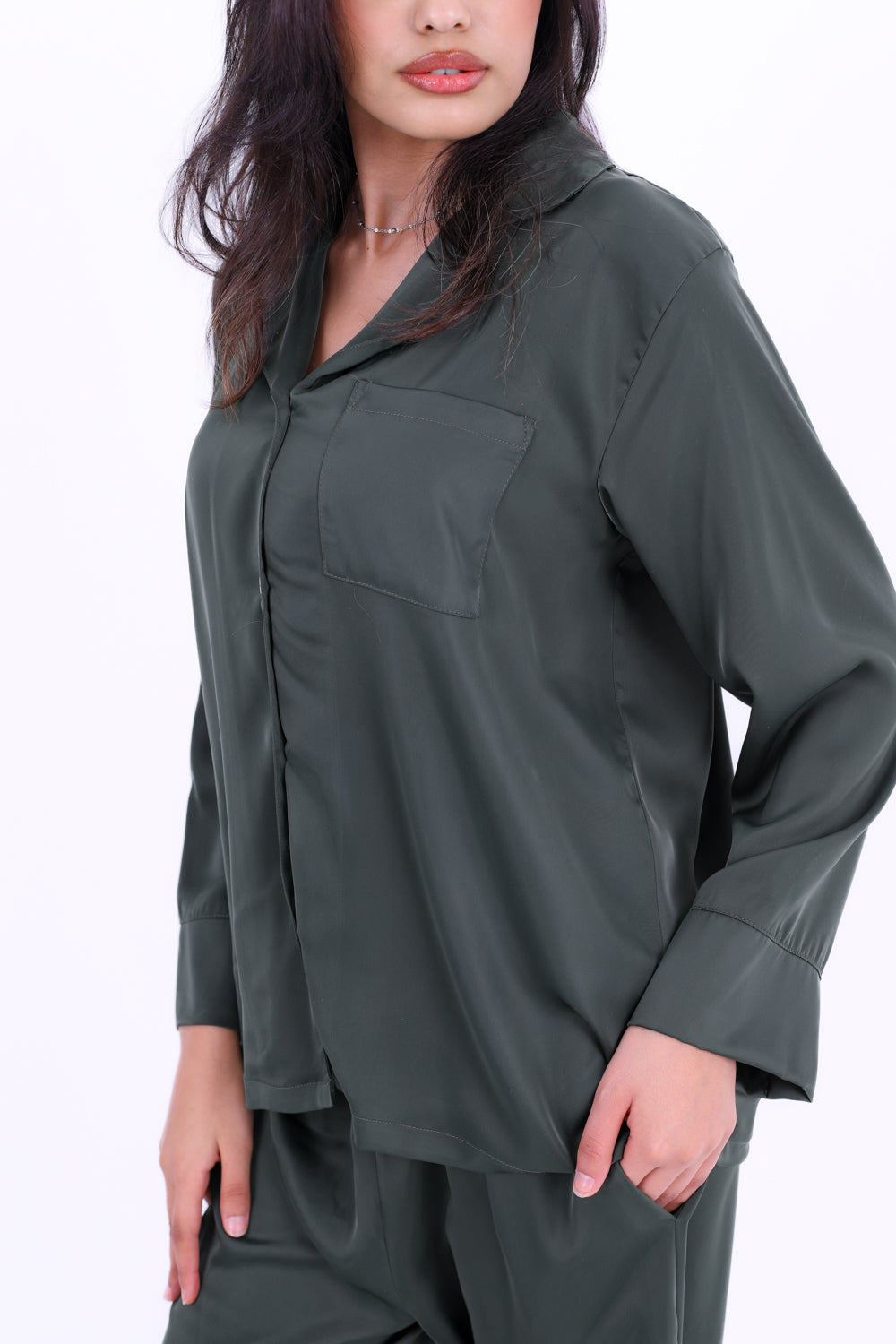 Basic Stain Set Pajama with Buttons