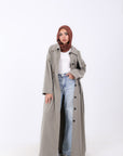Elastic Waist Long Trench