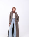 Elastic Waist Long Trench