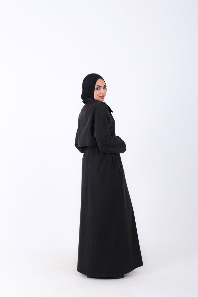 Elastic Waist Long Trench