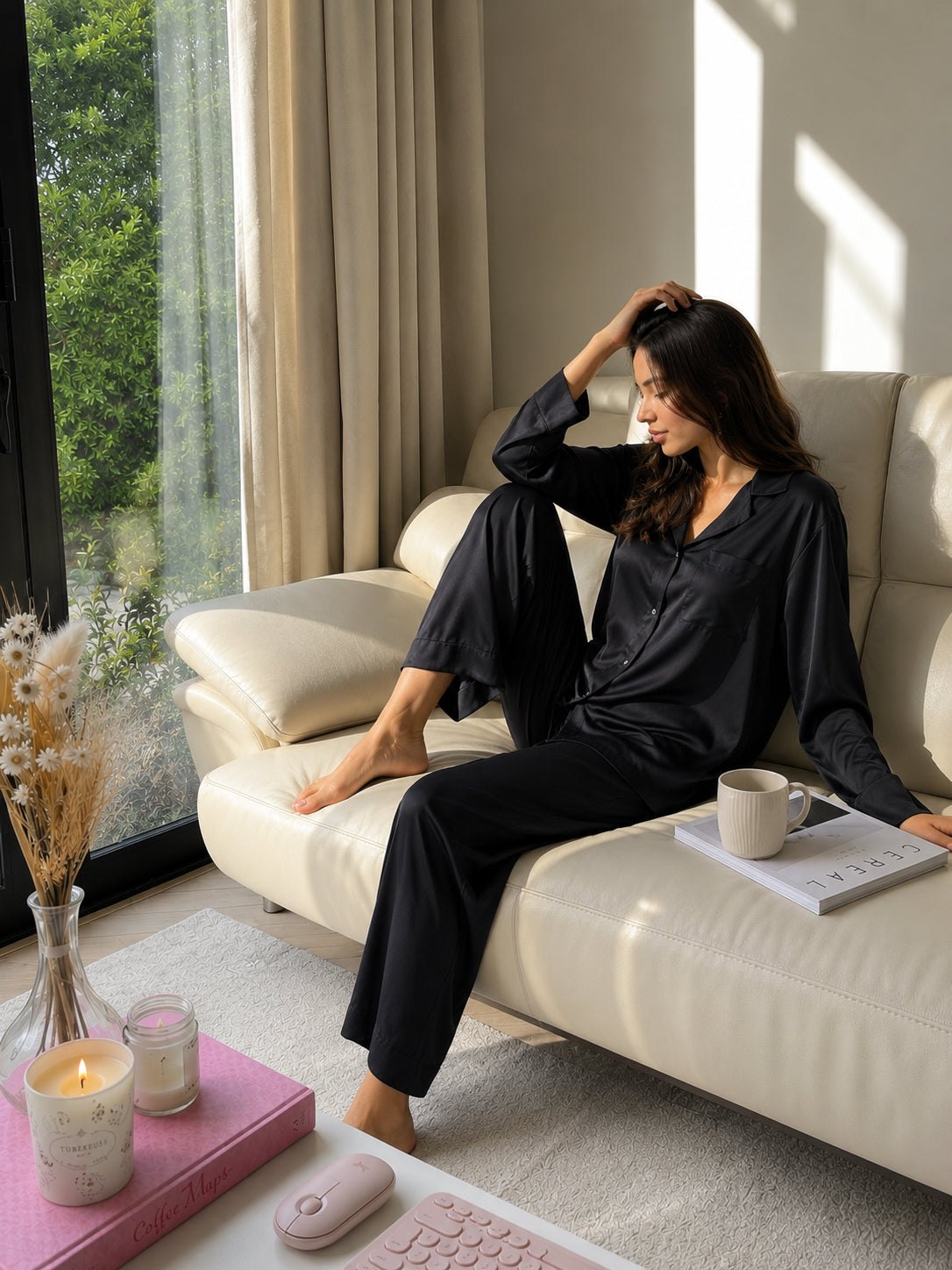Basic Stain Set Pajama with Buttons