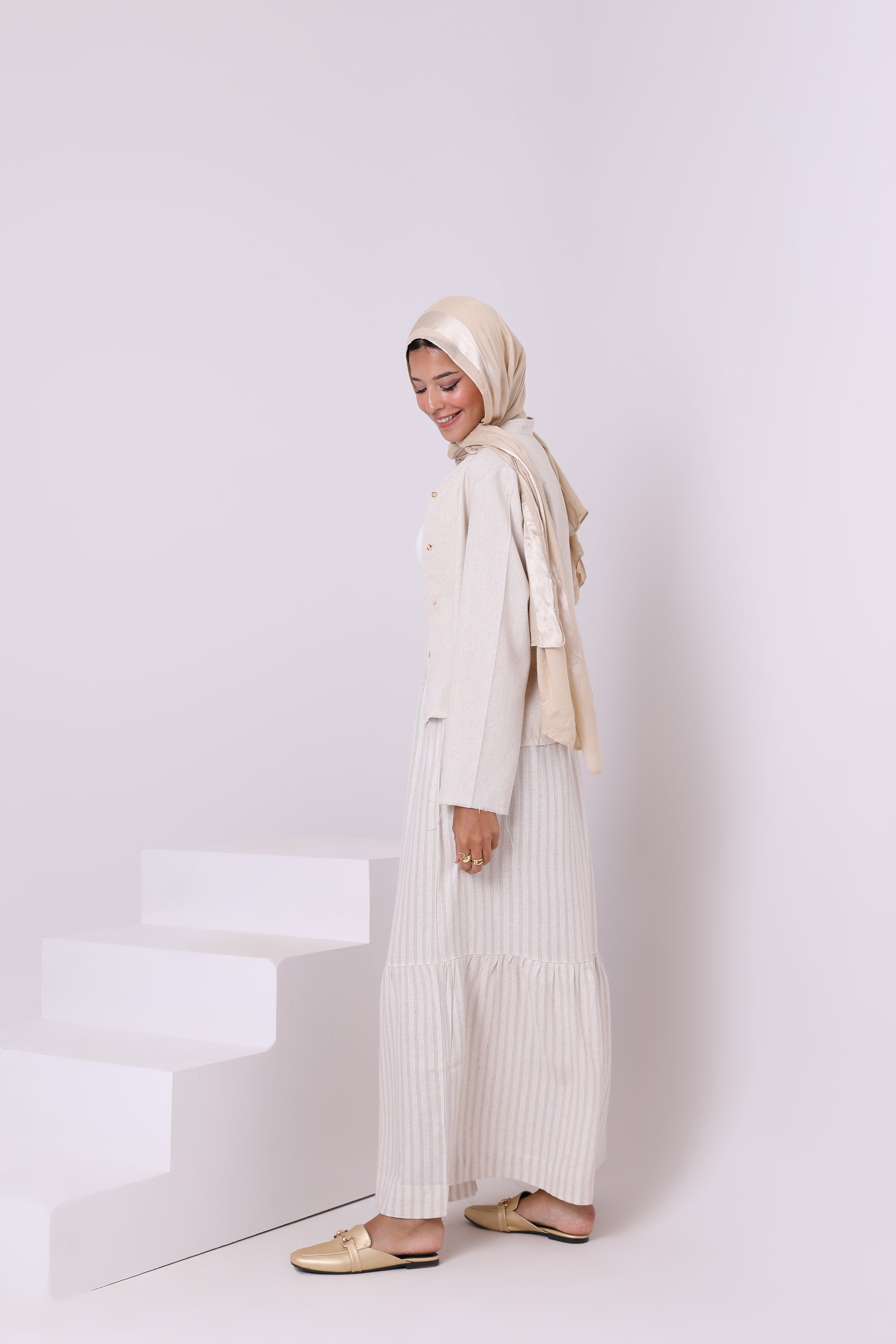 Linen Striped  Skirt