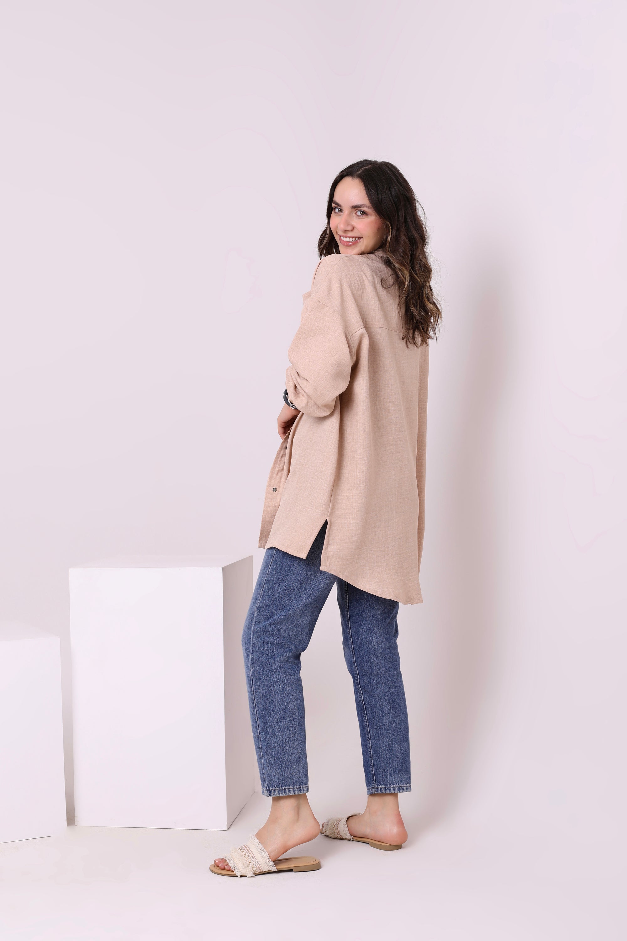 Button Linen Blend Shirt