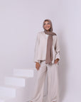 Linen Blend Pants With Button