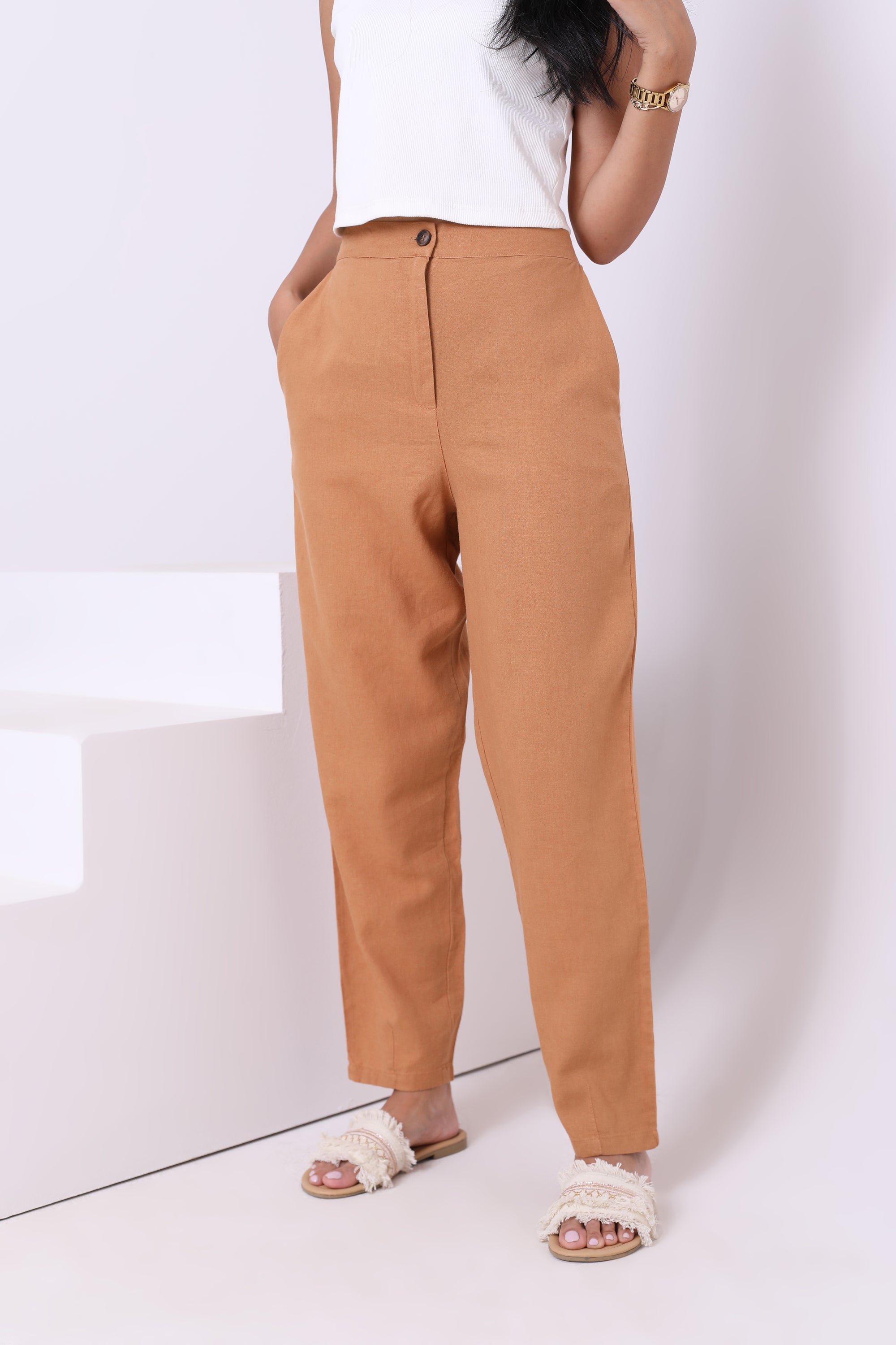 Linen Pants With Zipper