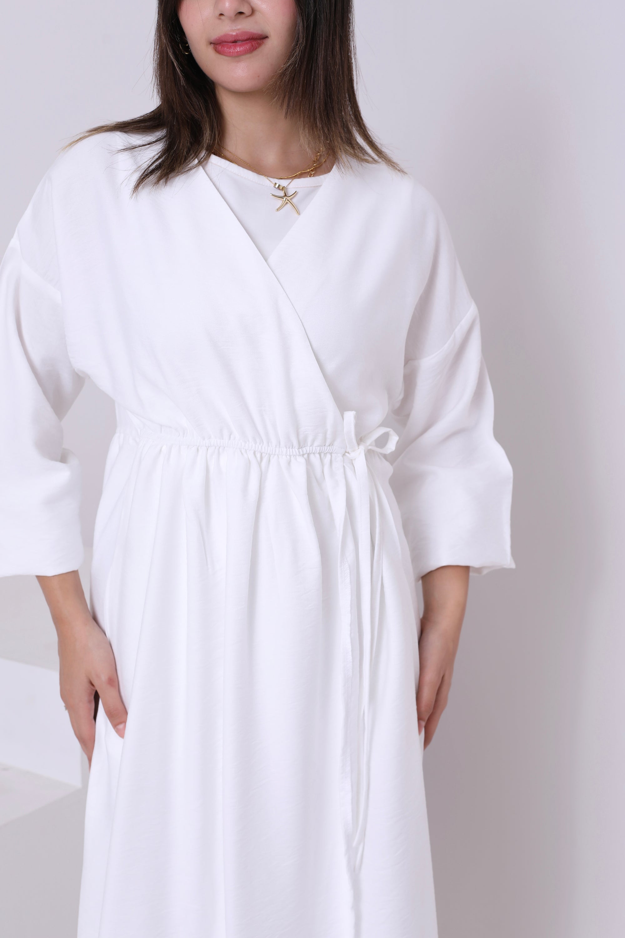 Linen Blend Dress With Belt