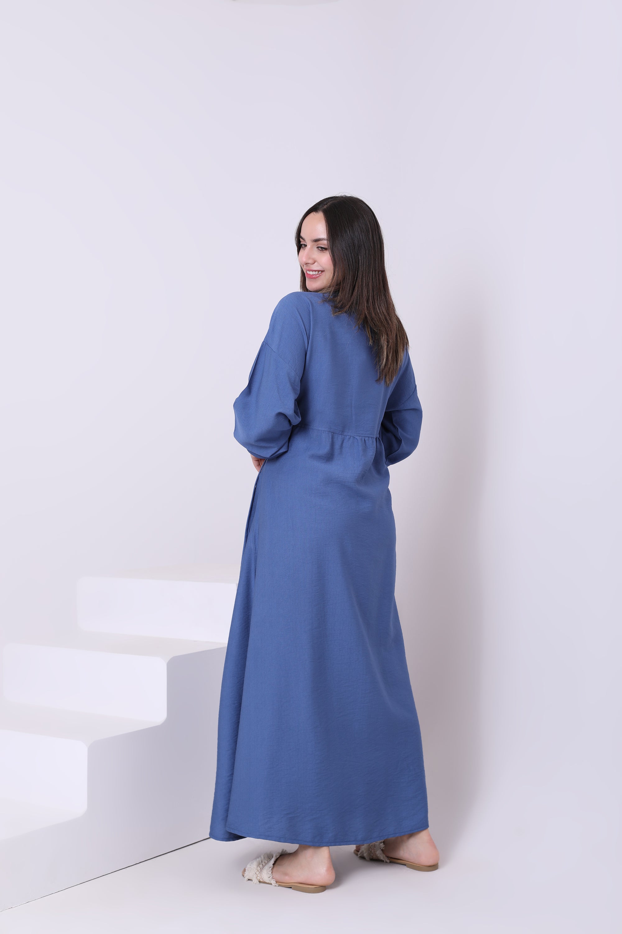 Linen Blend Dress With Belt