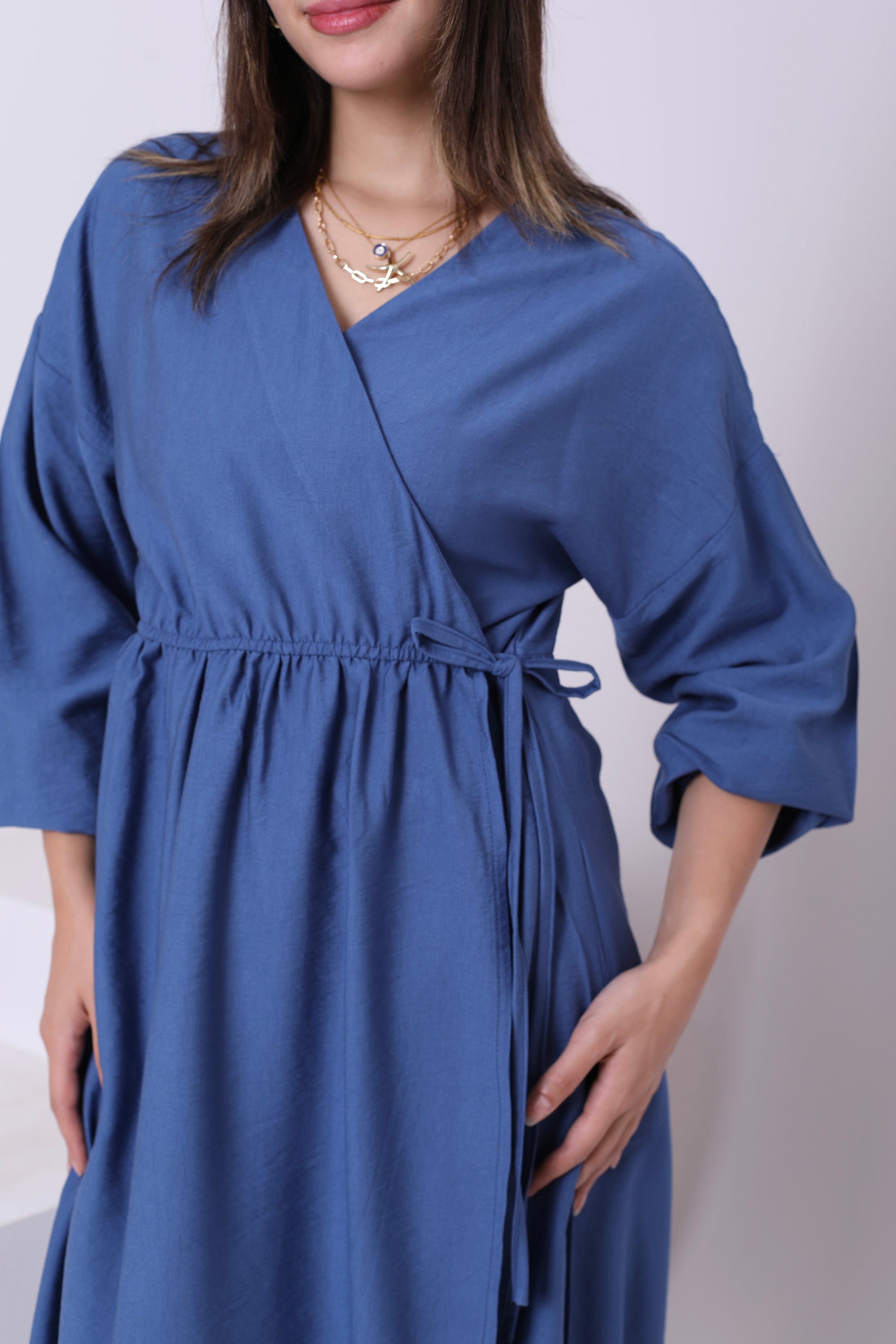 Linen Blend Dress With Belt