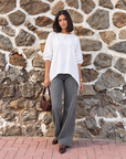 Elasticated Cuffs Plain Blouse