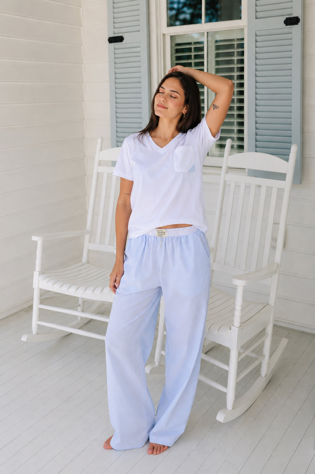 HS 111- Strip Pants WIth basic Shirt