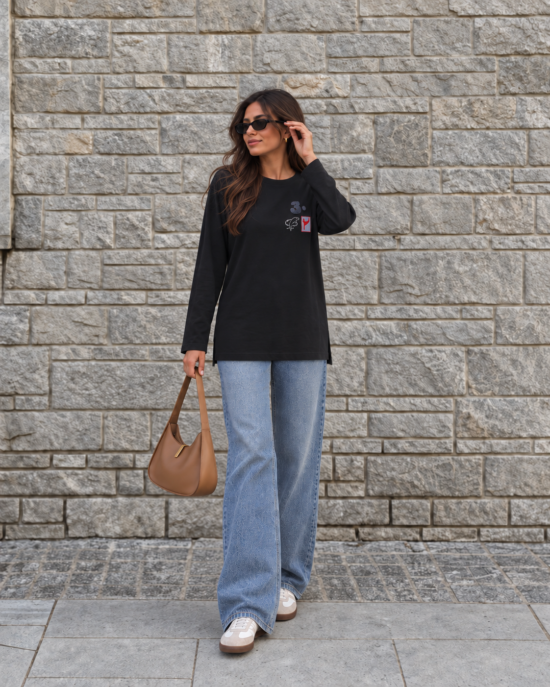 Embroidered Longline T-Shirt
