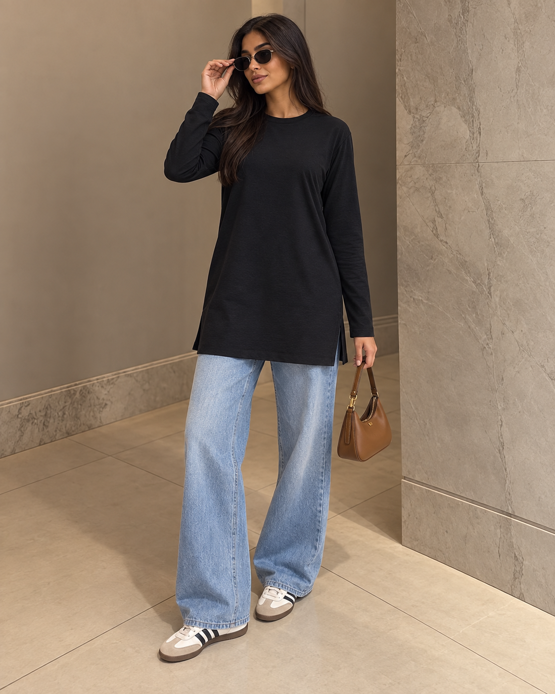 Long-Sleeve Longline Top