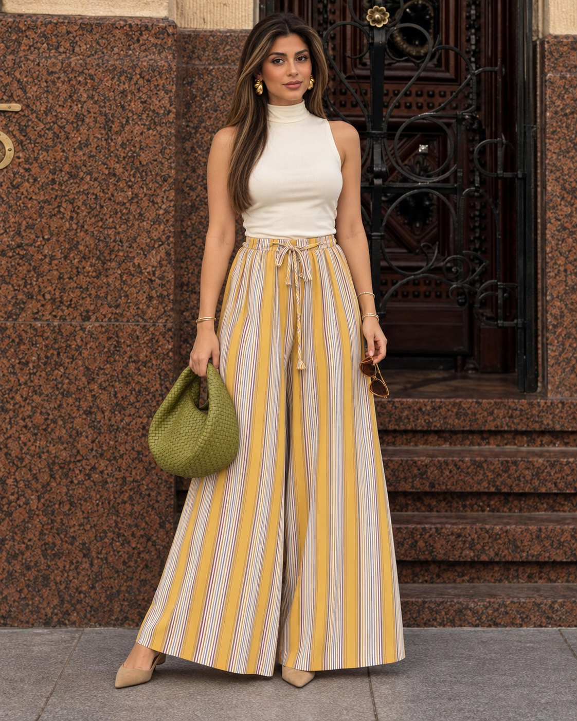 Wide Leg Popline Pants B22