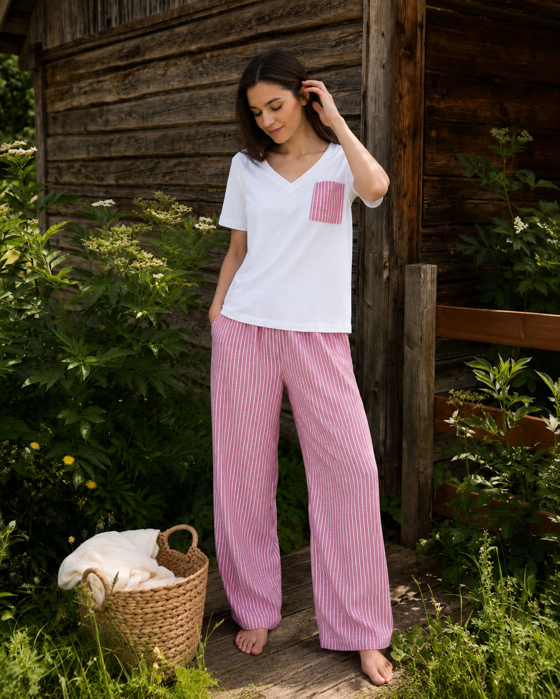 HS 103- Stripe Pants Comfort Pajama Set – Just 4 Women (JW)