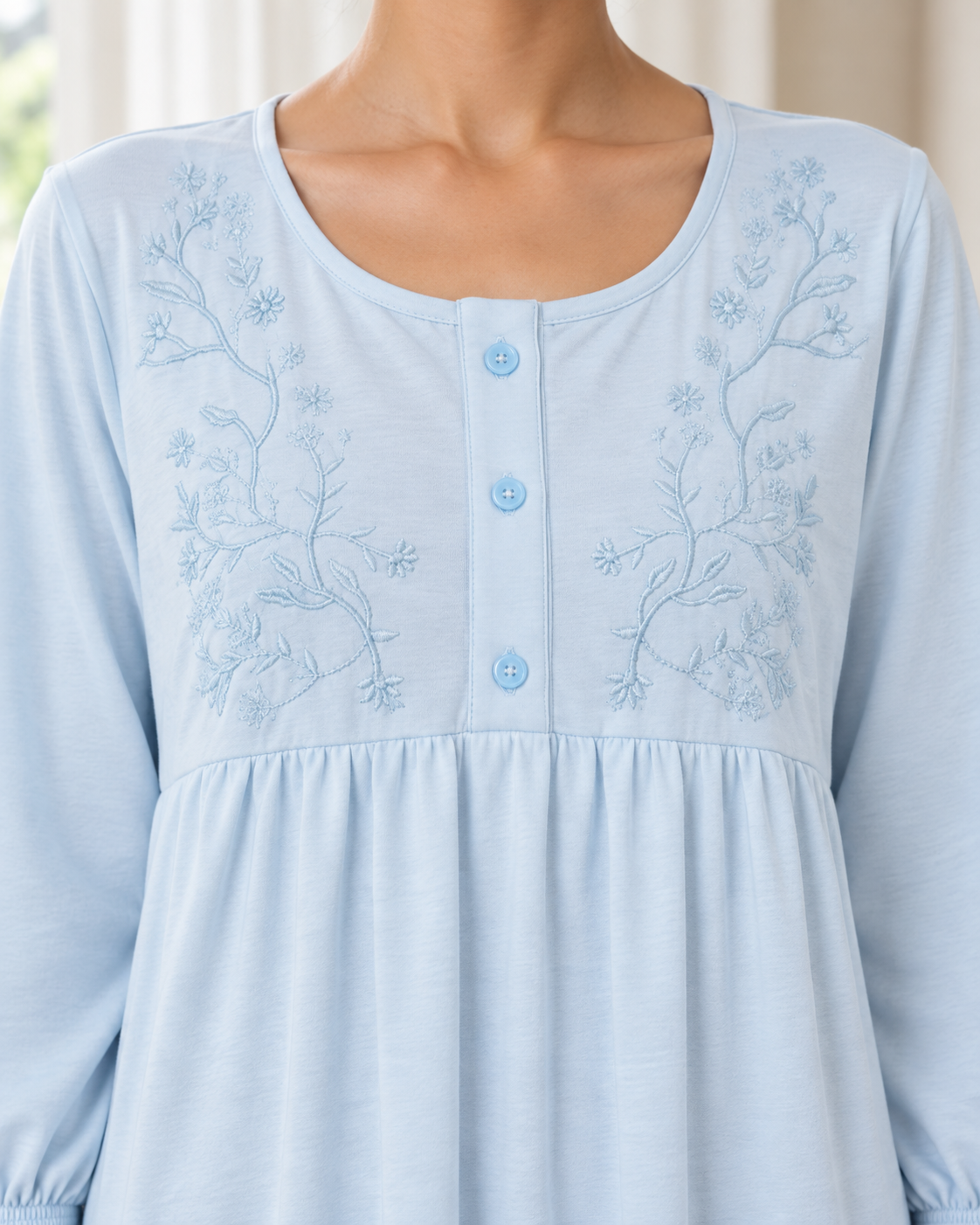 Embroidered Flowy nightgown