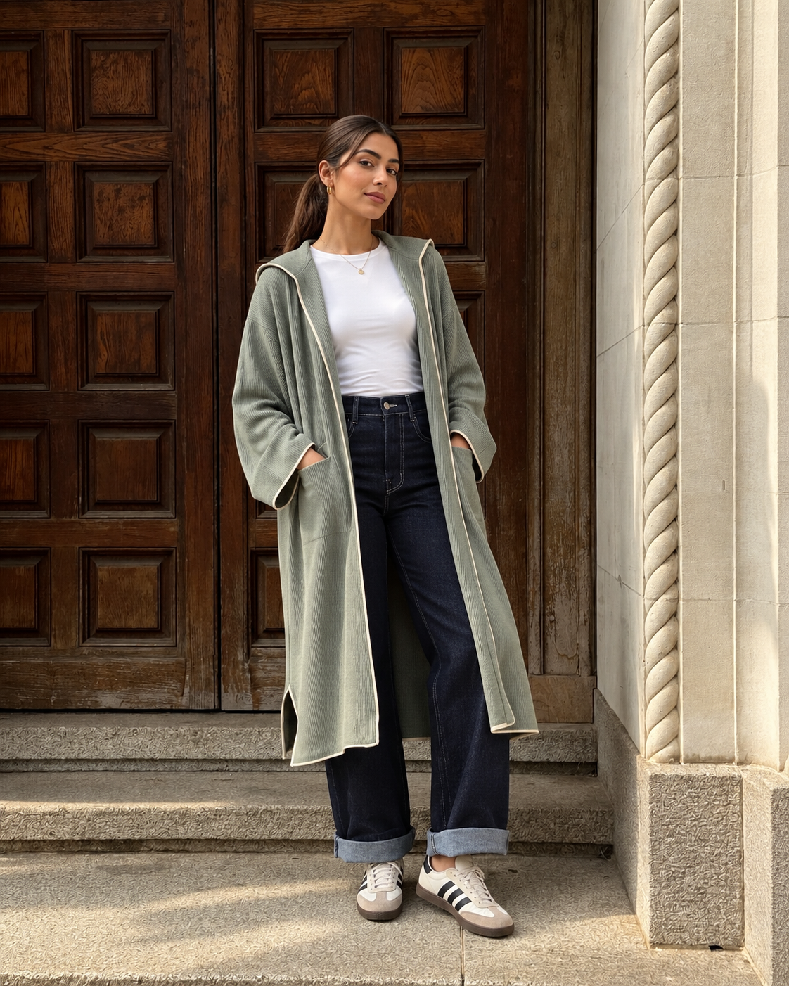 Soft Knit Long Hoodie Cardigan