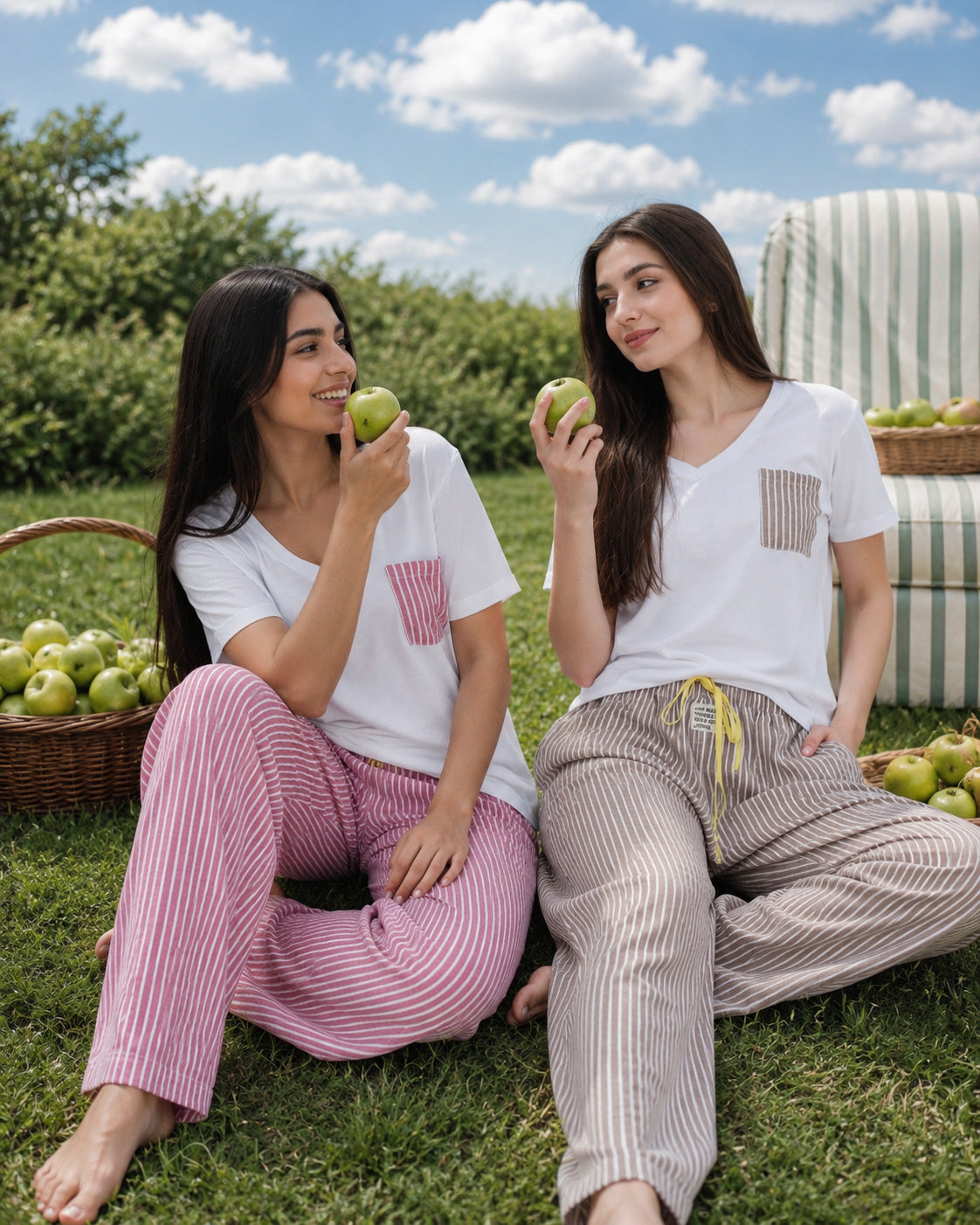 HS 103- Stripe Pants Comfort Pajama Set