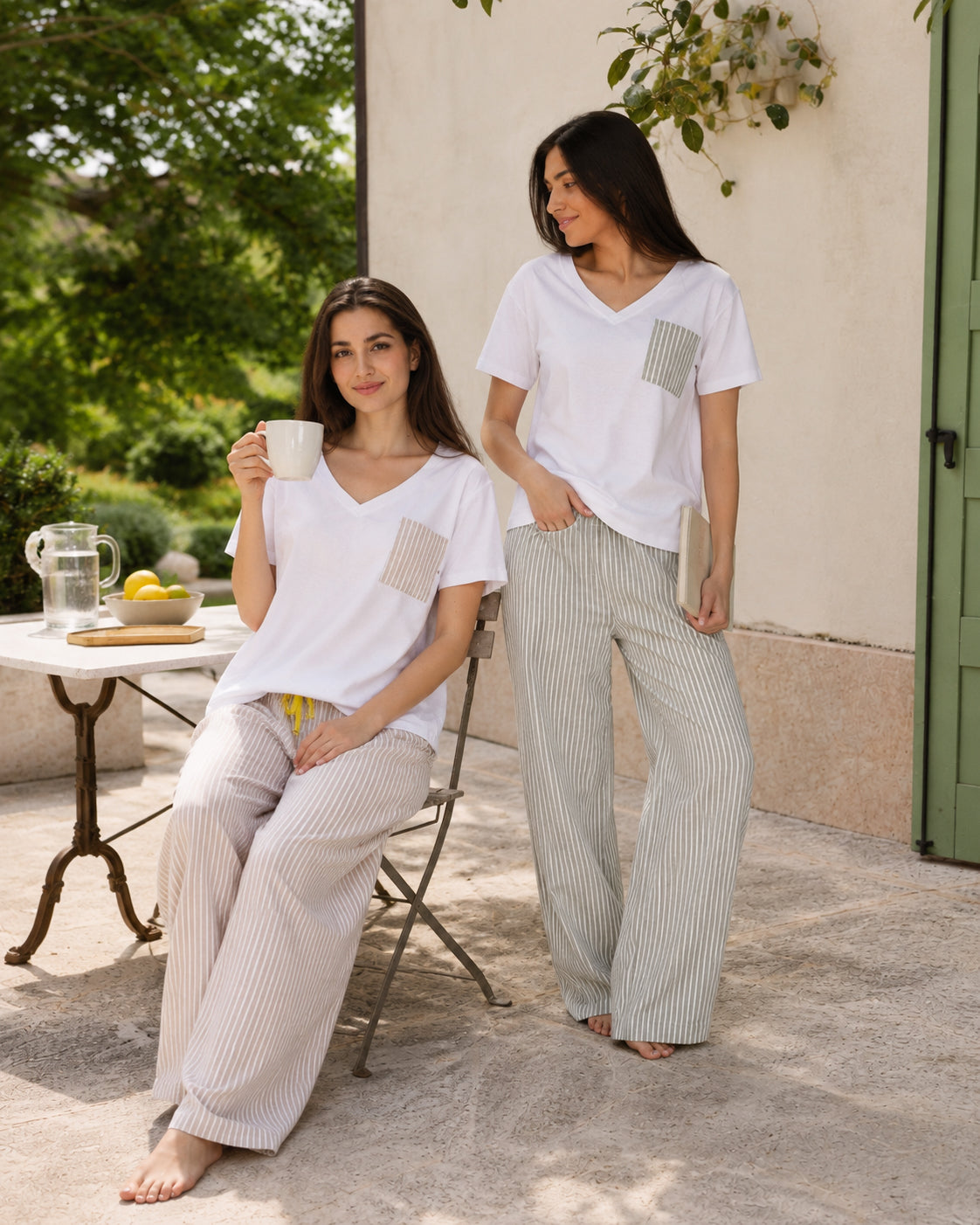 HS 103- Stripe Pants Comfort Pajama Set