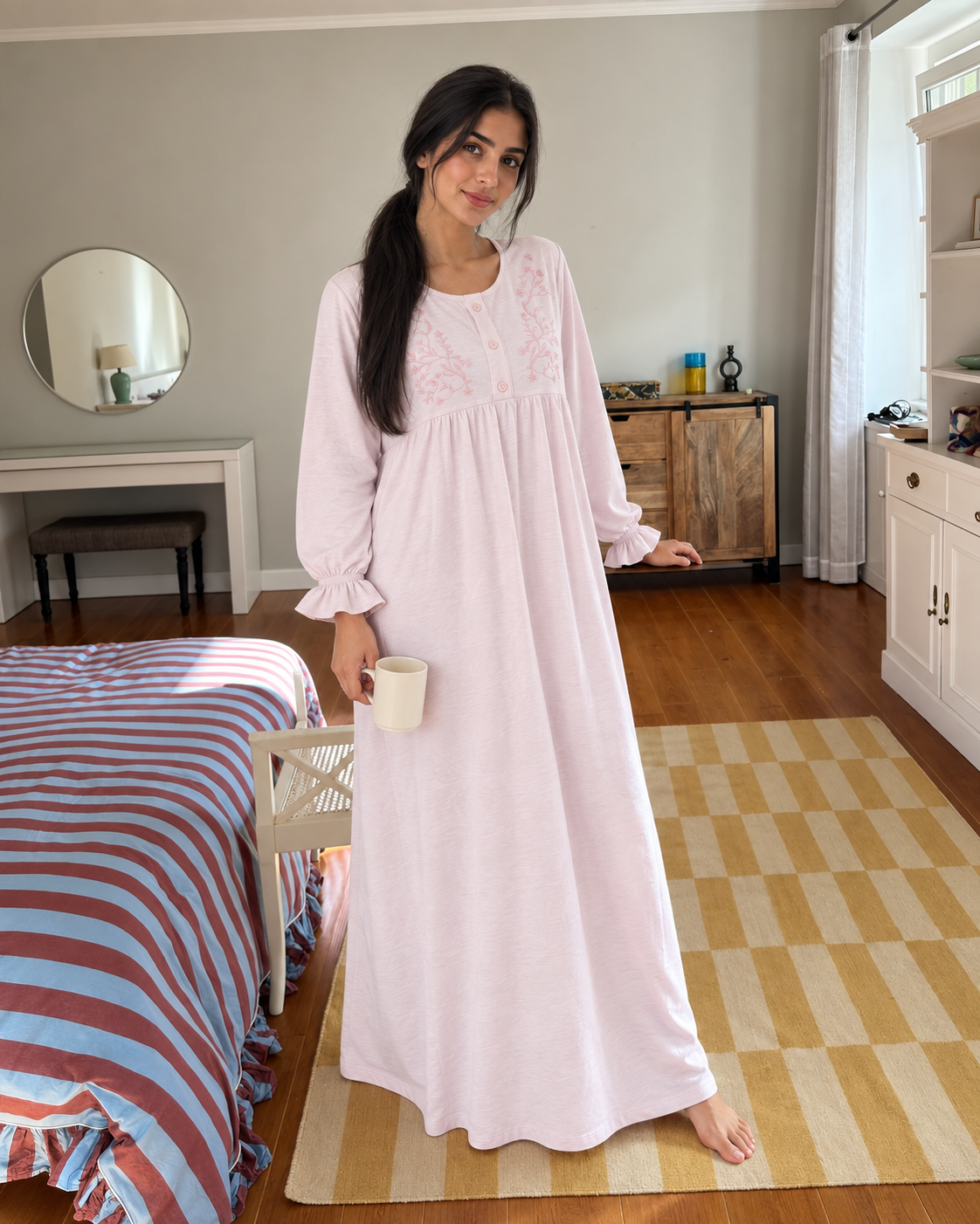 Embroidered Flowy nightgown