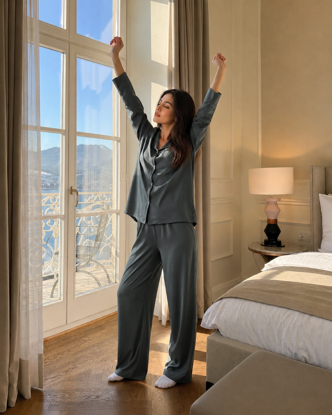 HS 116-Basic Stain Set Pajama with Buttons